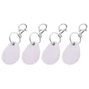 4pcs PU Leather Key Fob Car Keychain Key Holder with Key Ring, White