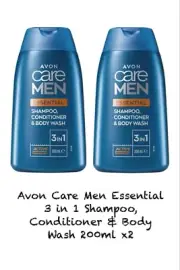 Avon Care Men Essential 3 in 1 Shampoo, Conditioner & Body Wash 200ml x2
