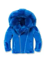 JORDAN CRAIG (KIDS) BLUE SHEARLING MOTO JACKET