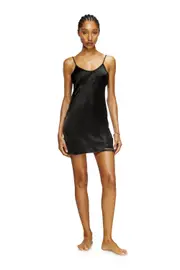 [Diesel] Diesel - Fluid slip with denim effect - Pajamas - Woman - Black S Black