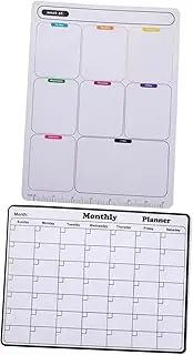 SHINEOFI 2 Sheet Schedule Weekly Schedule for Fridge Refrigerator Weekly Goal Planner Family Calendar Dry Erase Board Fridge Calendar