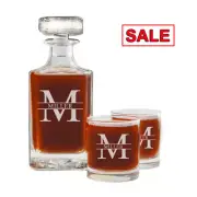 Personalized Whiskey Decanter Set with 2 Glasses, Boyfriend, Dad, Husband Gift