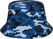 [SAAKE] Blue Camo Print Unisex Bucket Hat Twill Fabric Sun Protection Stylish for All Seasons Bucket Hats, Black, One Size