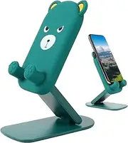 Cell Phone Holder for Desk - Foldable Desk Phone Holder Stand,Height Adjustable Mobile Cradle Bracket, Portable Bear Cute Decor for Kids Adults Work Live Streaming