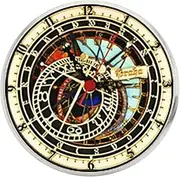 [Generic] Bassin and Brown Mens Astronomical Clock Lapel Pin - Mint/Orange/Black/Gold