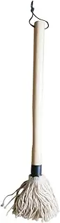 Mop Brush with Long Hardwood Handle Cotton Fiber Head for Saucing and Glazing Meats for Barbecue Grilling Roasting and Outdoor Cooking