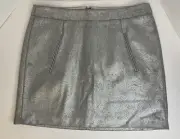 NEW GAP Silver Metallic Wool Blend Mini Skirt SIZE 4 RN 54023 Faux Pockets