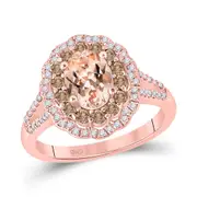 10k Rose Gold Round Morganite Solitaire Bridal Engagement Ring 1-3/8 Cttw