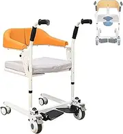 Patient Lift for Home,Multifunctional Elderly Disabled Full Body Patient Transfer Lifter,Shower Wheelchair,with Safety Straps Bedpan and Soft Seat,Makes Life Easier,Yellow