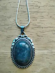 Apatite pendant necklace genuine gemstone 925 Sterling snake silver chain
