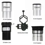 4mm/10mm /25mm eyepiece/2xbarlow lens/ phone Adapter for telescope