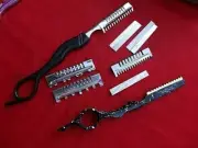 Total 6 Pieces_2 x Hairdressing Hair Styling Razor Thinning Comb/1 FREE BLADE