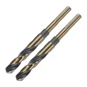 2pcs Reduced Shank Twist Drill Bits 14mm HSS-4341 Nitride & Titanium Coated