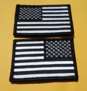 USA FLAG REVERSED TACTICAL SEAL COMBAT USA FLAG B/W PATCH 2PC hook PATCH