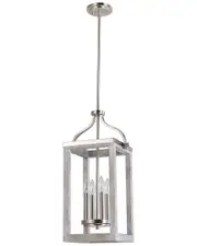EGLO Westbury 4 Light Open Frame Pendant with Brushed Nickel & Painted Grey Driftwood Effect Finish