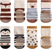 [HUZNA] 4 Pairs of ABS Socks Baby Non-Slip Socks Baby Non-Slip Baby Socks Boy Girl Stopper Socks Baby 12-36 Months