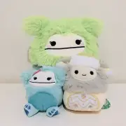 Squishmallows Bren 7" , Dray 4" and Joelle 3.5" Clips BUNDLE KellyToy BNWT
