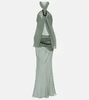 [Christopher Esber] Christopher Esber Beaded draped silk maxi dress AU 14 green
