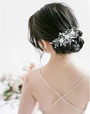 [Generisch] Bridal Wedding Hair Comb Vines Flower Leaf Hair Combs Silver Flowers Wedding Hair Clips Headpiece Rhinestone Hair Accessories for Women and Girls