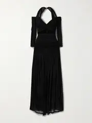 [Zimmermann] Zimmermann - Illuminate Cold-shoulder Cutout Pleated Chiffon Halterneck Maxi Dress - Black - 2 2 Black