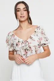 Print Crop Top Short Sleeve - Size 14, Women's Cami