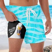 Men's Geometric Funny Duck Lined Shorts 2 in 1 Board Shorts Swim Shorts Mid Waist Hawaiian Vacation Holiday Beach Wear Side Pockets With Compression Liner Elas