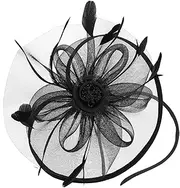 [ANDRESLAD] Flower Fascinator Headband Bridal Hair Accessories Fashionable Headpiece for Tea Party Banquet Black
