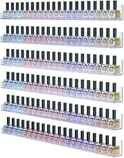 FEMELI 24 Inch Nail Polish Wall Rack: 6 Shelves Clear Acrylic Nail Polish Holder Organizer for 130-180 Bottles (24 Inch, Clear)
