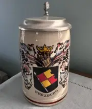 Wurzburg German Beer Stein With Lid inc. # Certificate Of Authenticity