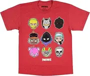 Mad Engine Fortnite Shirts Chibi Character Grid Graphic for Boys Video Game Red Heather MD
