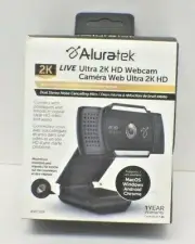 Aluratek Live 2K Webcam - Black/Silver (AWC2KF) - NEW - SEALED