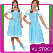 Womens Kansas Country Girl Costume Wizard of Oz Dorothy Fancy Dress Halloween