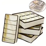 Beige Collapsible Underwear Bra Socks Storage Boxes 4pcs (6/7/8/24 Cube)