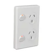 Clipsal C2025V-WE - Double Vertical Power Point GPO 10Amp White (Classic Series)