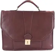 [Luigi] Unisex's Leather Men’s Briefcase – 5 Compartments, Buckle Lock with Key,Organizer Section,(Cognac), One Size, Cognac, One Size