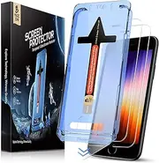 MAGIC JOHN 2 Pack for iPhone SE 3/2 (2022/2020 Edition), iPhone 8/7/6/6s Tempered Glass Screen Protector, Auto Dust-Elimination, Bubble Free, HD Clear, Easy Installation