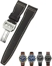 [KAVJU] Leather Watchband 20mm 21mm 22mm Suitable for IWC Big Pilot Spitfir Mark 18 Portfino Calfskin Black Watch Strap