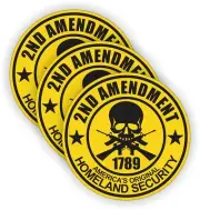 3-pack Yellow 2nd Amendment Hard Hat Stickers Motorcycle Helmet Decals