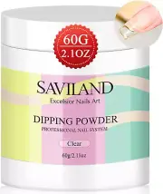 Saviland Clear Dip Powder - 60G/2.1Oz Nail Dip Powder Dipping Powder for Fren...