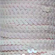 Baby Pink Rainbow Iris Sequin Trim 6mm 1/4" wide stitched strung by yard 15'