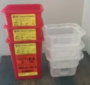 3 -BD Sharps Collectors Containers 1.5 qt. 1.4L Nestable Red Waste Collector