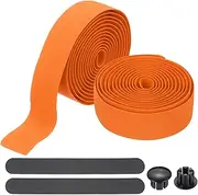 uxcell Bike Handlebar Tape, 2 Rolls 6.6 Feet Bike Grip Tape EVA Foam Cycling Handle Wraps Comfortable Non-Slip Shock Bicycle Wrap with End Plugs for Road Bike, Orange