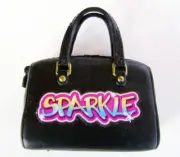 Barbie Doll Style Glam Luxe Fashion Black Plastic "Sparkle" Bag Purse NEW