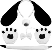 5PCS Puppy Dog Ears Costume Set Floppy Headband Nose Tail Bowtie Paw for Adult Kids Halloween Cosplay Accessories