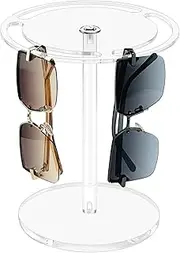 Bigfety Acrylic Sunglasses Holder Stand with 360 Rotating, Eyeglasses Display Rack Clear Glass Tabletop Organizer