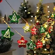 Christmas Decorations String Lights, 6.6 FT 10 LED Star Fairy Christmas Lights Battery Powered Holiday Decorations for Home Garden Bedroom Party Ornaments Décor Indoor Outdoor