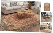 5x7 Area Rugs, Machine Washable Rugs Vintage Design, Traditional Non 5*7 Rust