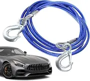Tow Rope Strap | Steel Wire Towing Strap | Steel Hooks Car Breakdown Recovery Equipment | Heavy Duty Tow Rope Straps, Easy Installation, Car Supplies, Wear-Resistant for Outdoor Activities, Long-dis