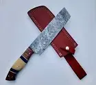CUSTOM HANDMADE FORGED DAMASCUS STEEL CHEF KNIFE KITCHEN KNIFE WOOD HANDLE 14 in