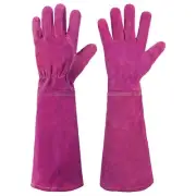 Ladies Leather Gardening Gloves, Thorn Proof Women Rose Pruning Garden Yard Glov